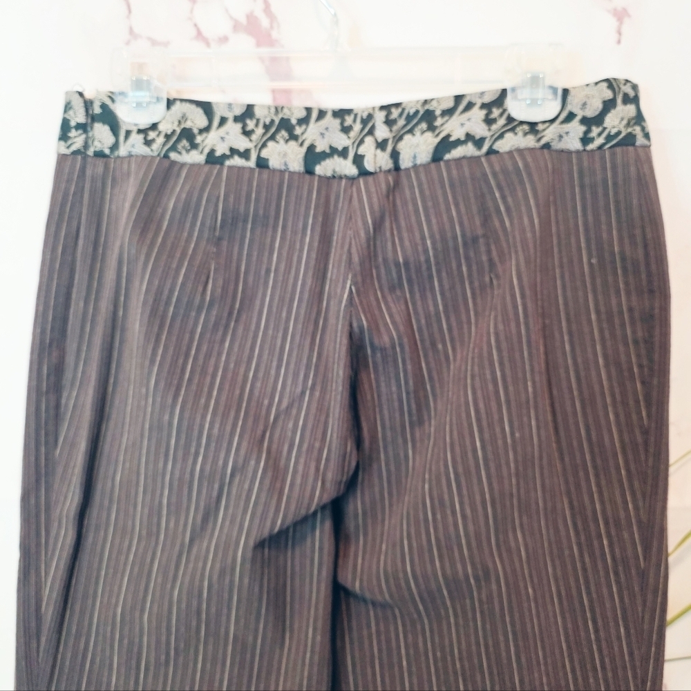 Antonio Marras Italian Pinstripe Wide Leg Pants Silk Waistband IT 44 (US 8) - Picture 5 of 6